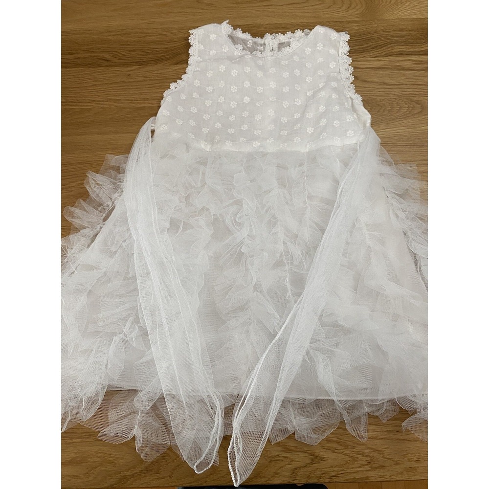 NNJKD 130 Young Girl White Dress Tulle Ruffles Flower Girl Wedding Party Dress‎